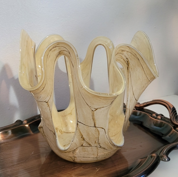 Vintage Jozefina Krosno Art Glass Vase Candle Holder - Picture 4 of 8